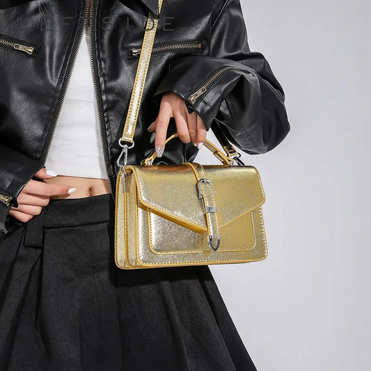 sac en bandouliere metallique doré