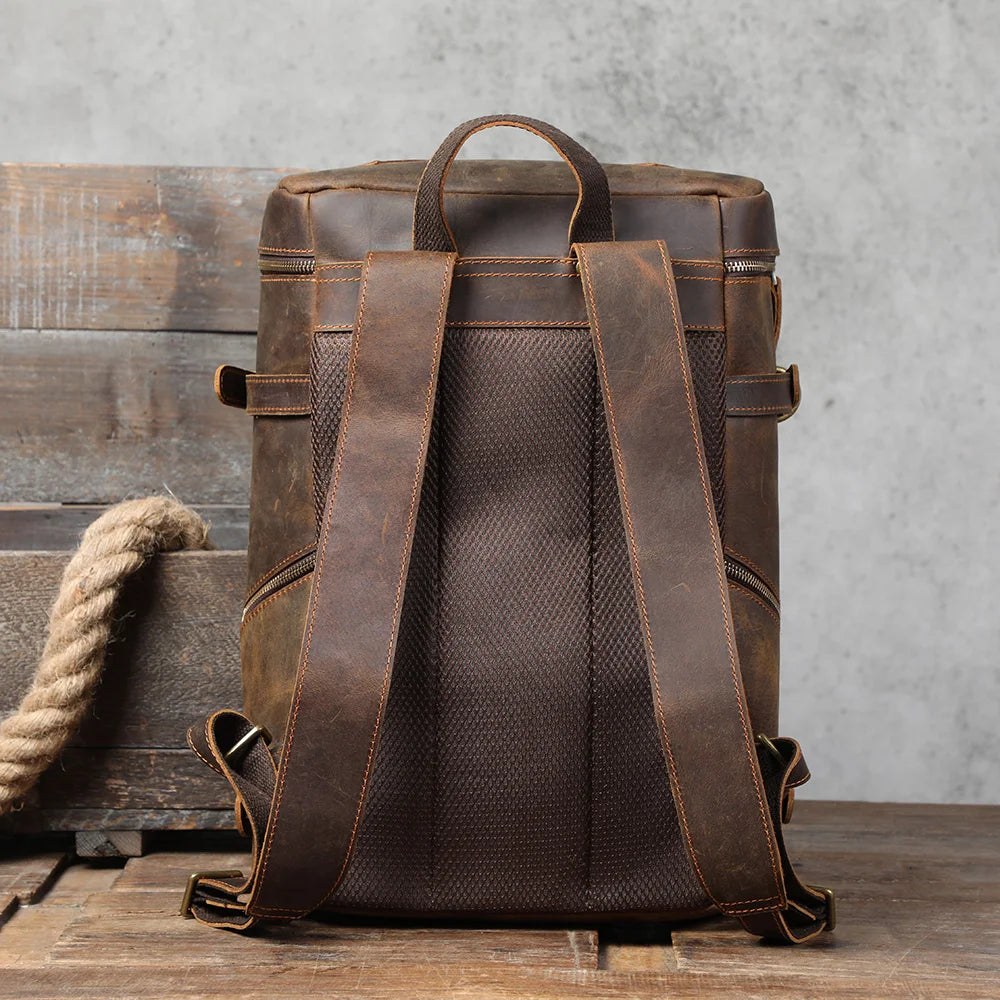 dos du sac a dos vintage homme en cuir