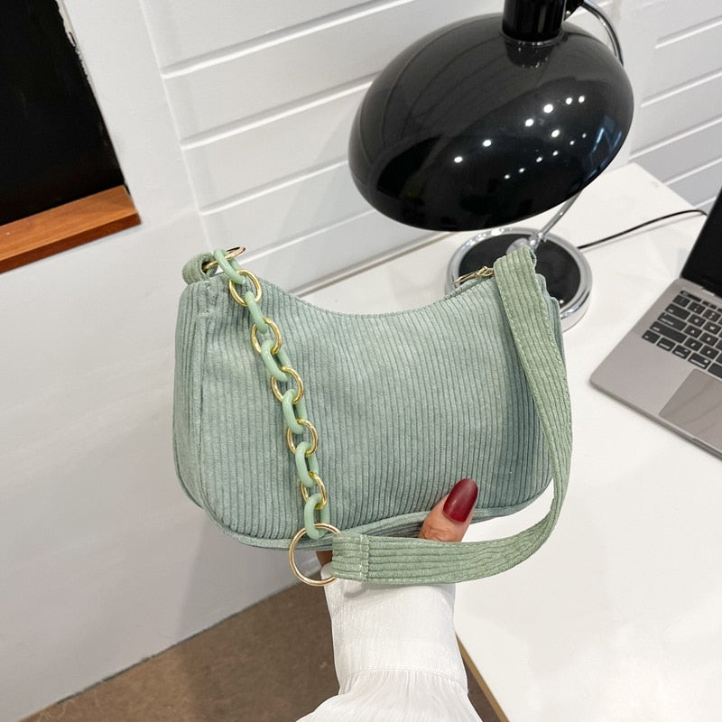 sac en velours cotelé vert d'eau