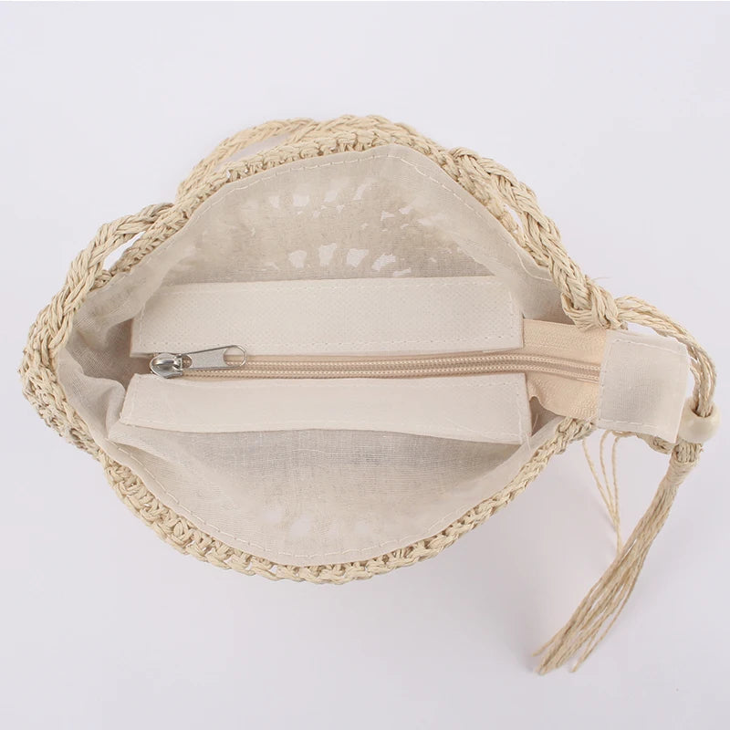 intérieur du sac en paille boheme beige