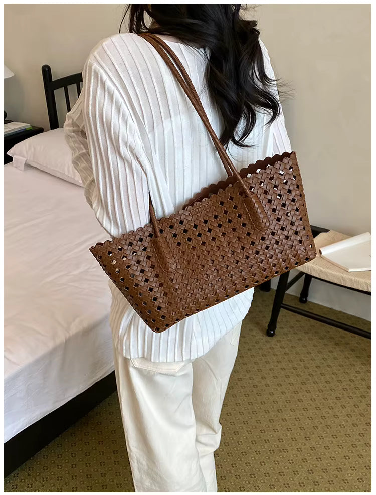 sac epaule femme marron tressé