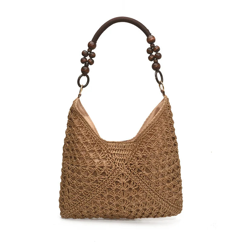 sac paille femme marron