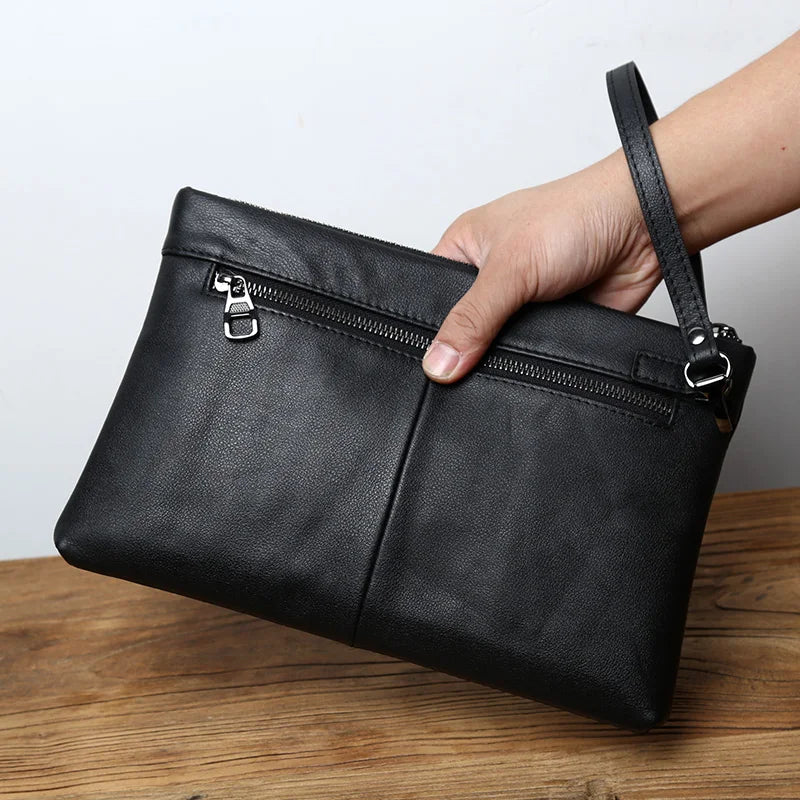 pochette pour homme en cuir avec poche