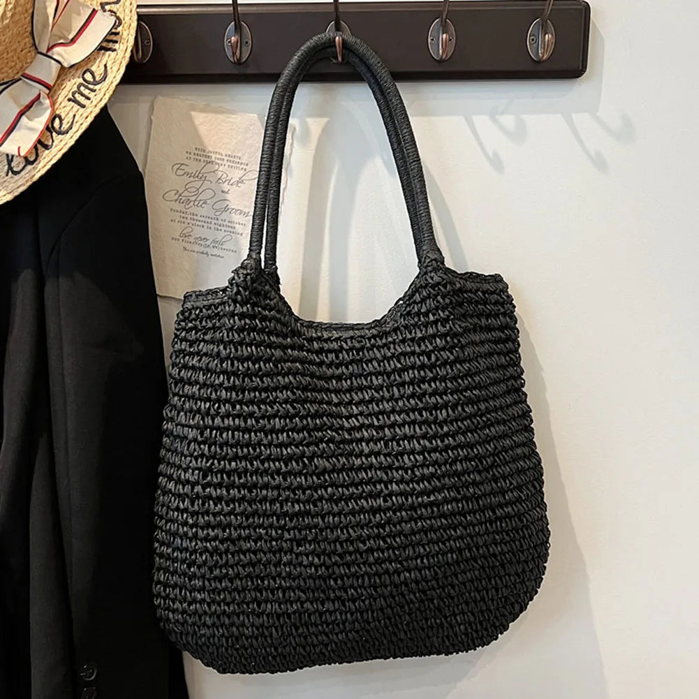 sac paille tendance noir