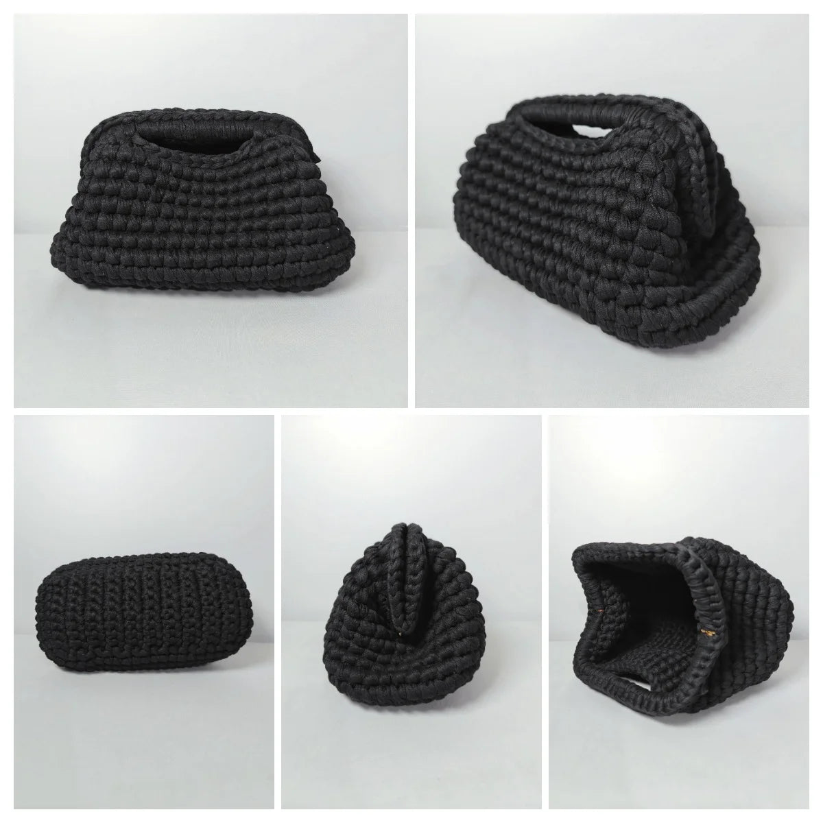 pochette en crochet noir