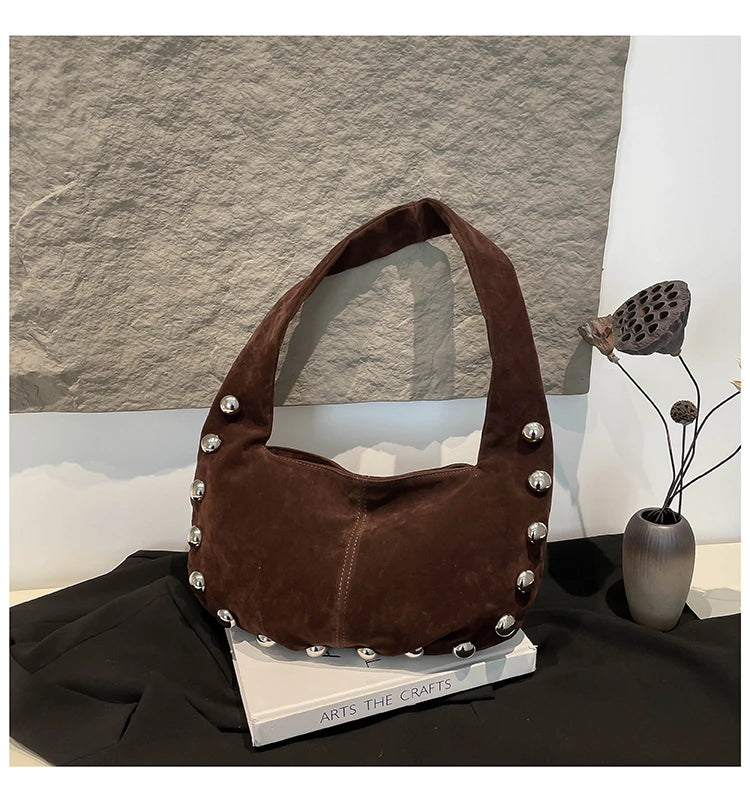 sac epaule en daim marron
