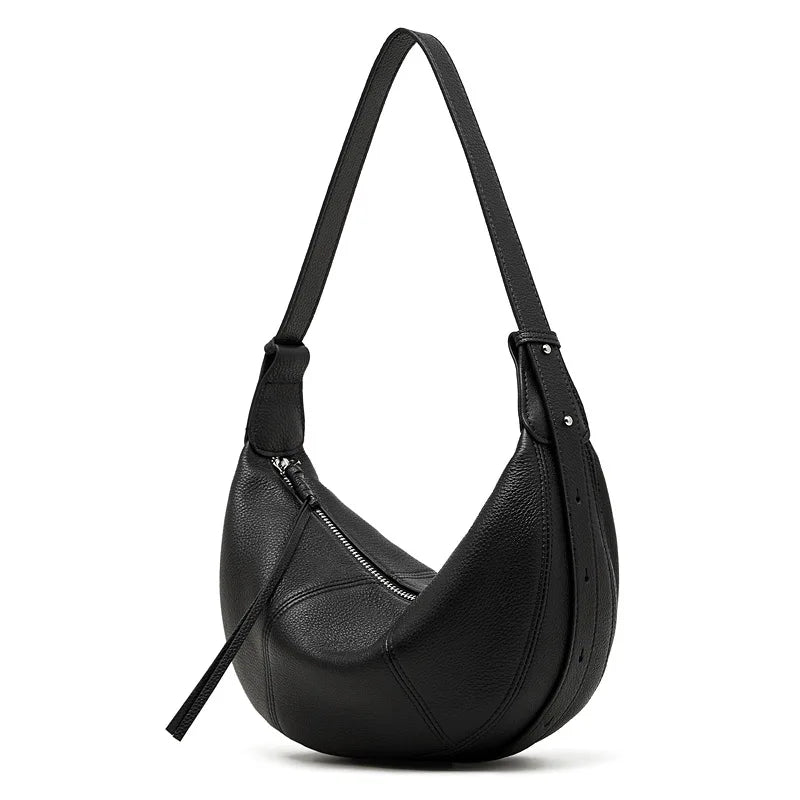 sac banane cuir noir