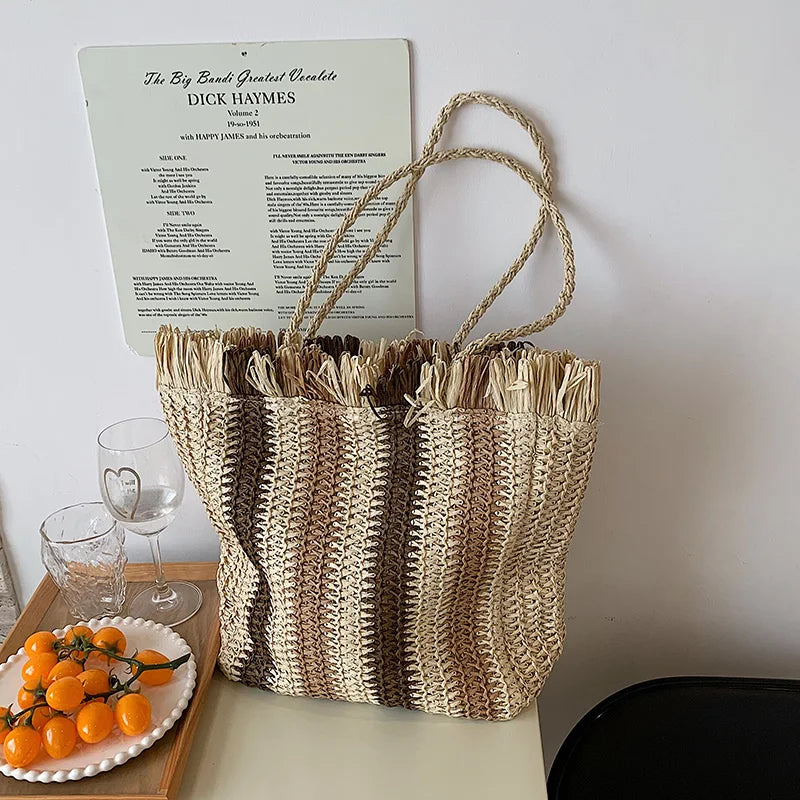 sac en paille beige