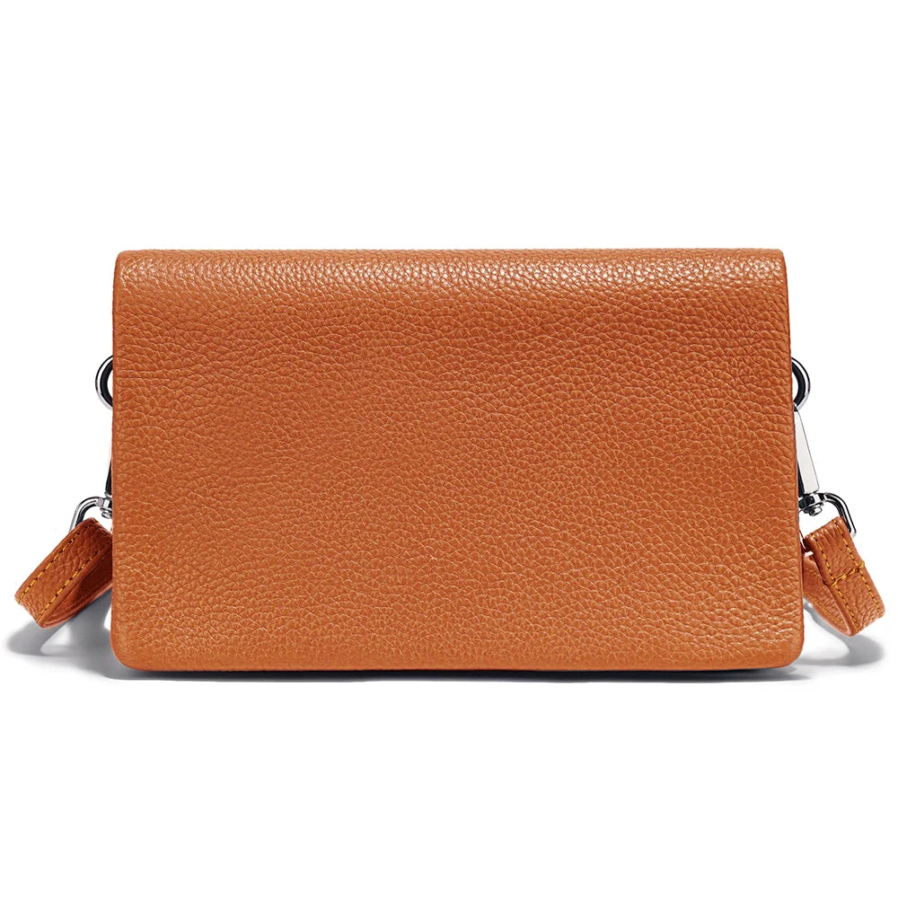 Pochette bandoulière en cuir orange foncé