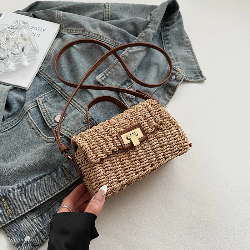 sac bandouliere femme en paille beige