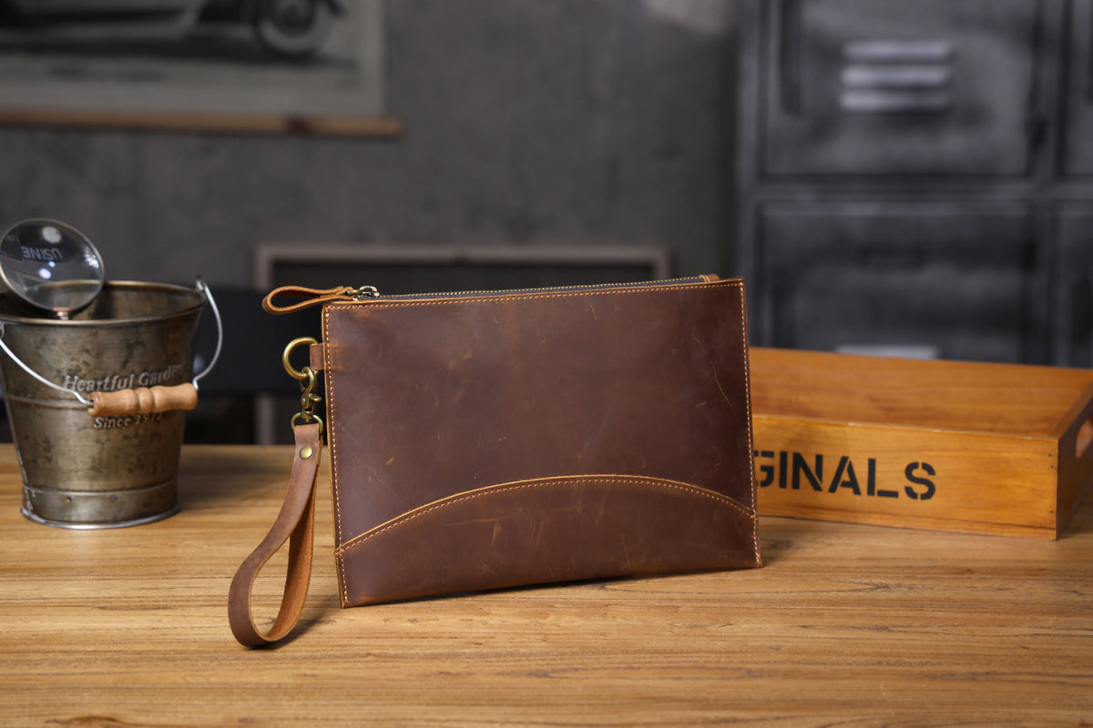 pochette sac homme marron