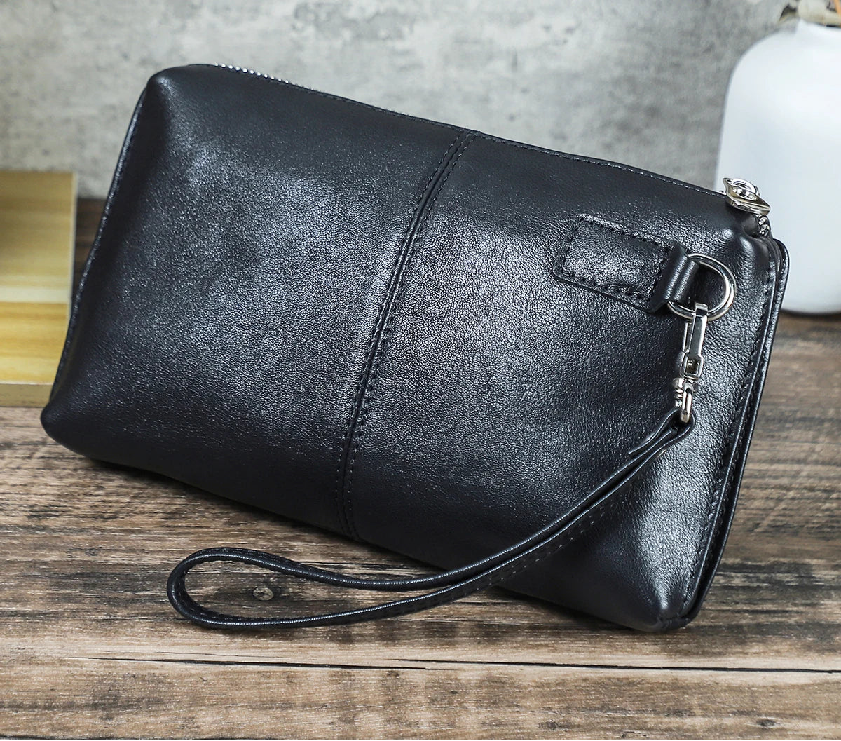 pochette pour homme cuir noir