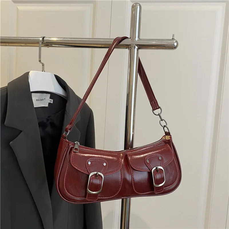 mini sac porte epaule rouge foncé