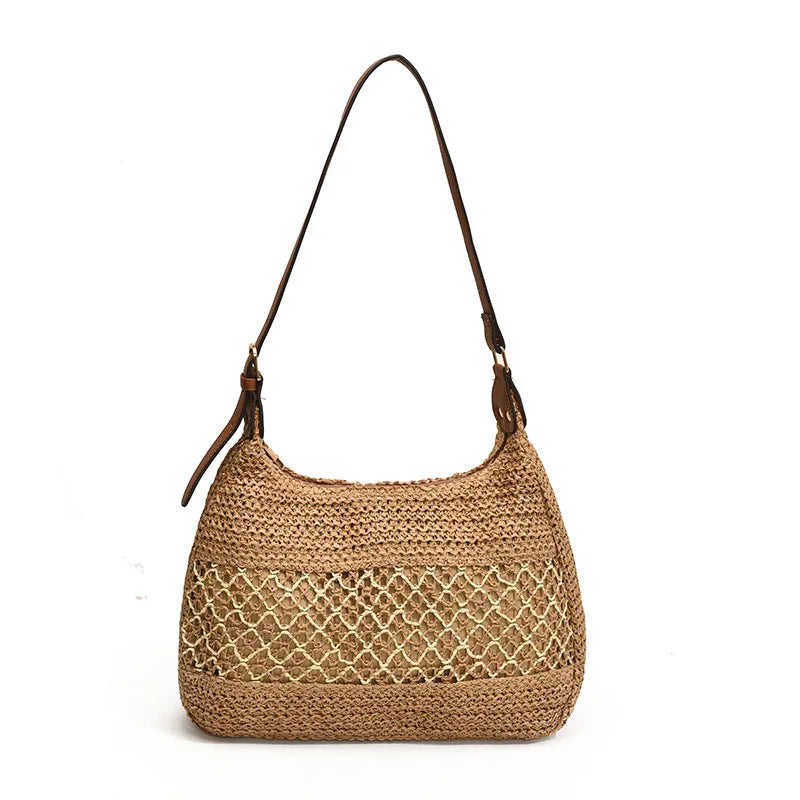 sac a main en paille tressee camel