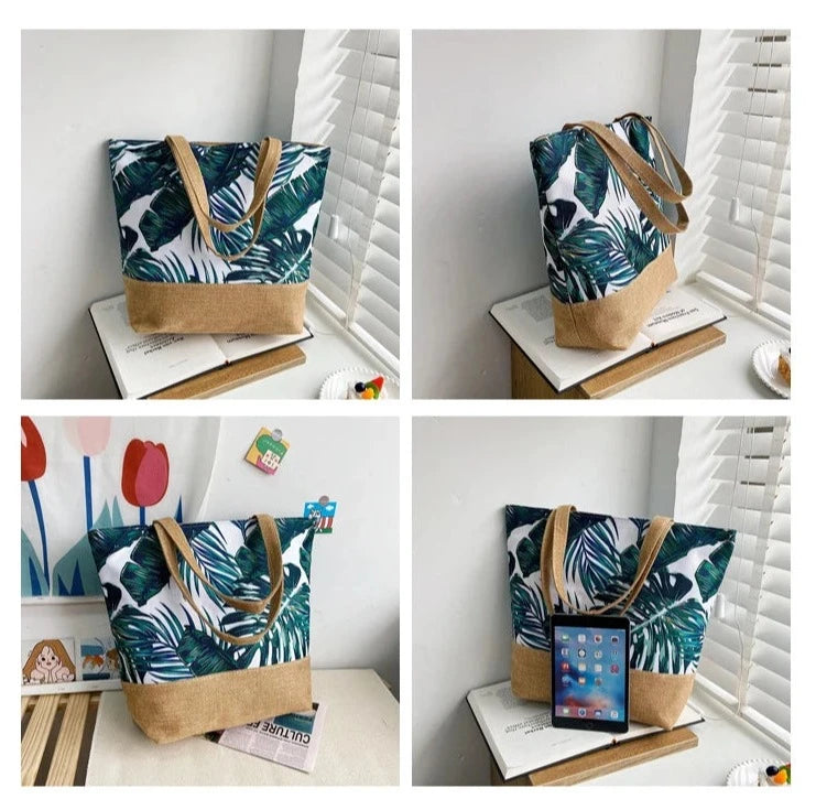 sac de plage coloré avec du chanvre et de la toile