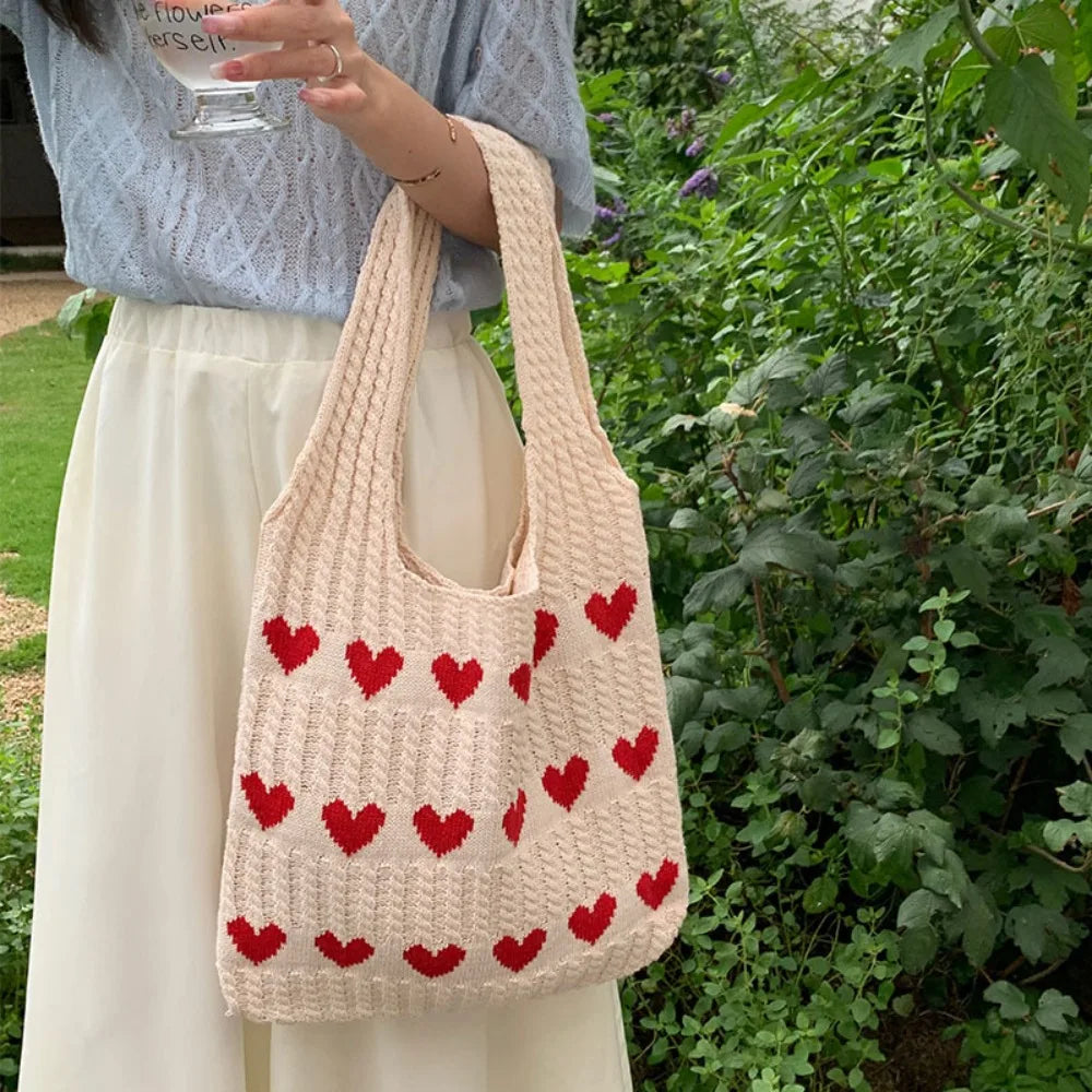 sac de plage souple coeur rouge