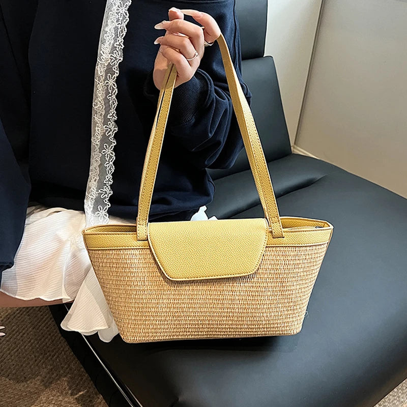 sac en paille et cuir chic