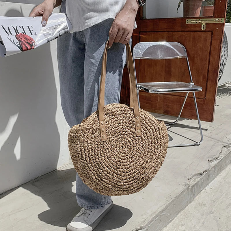 grand sac de plage en paille 