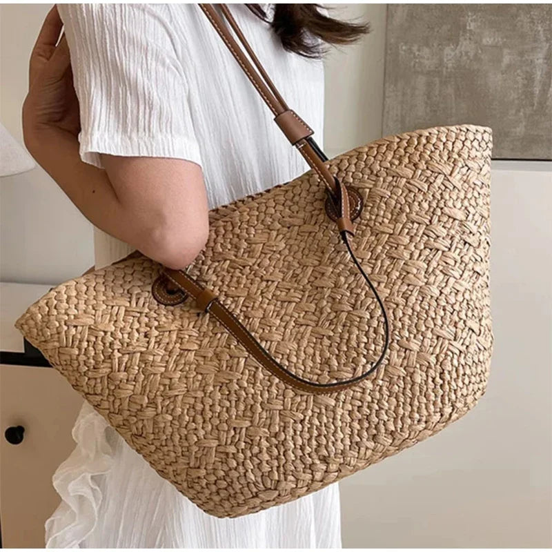 sac d'ete en paille epaule