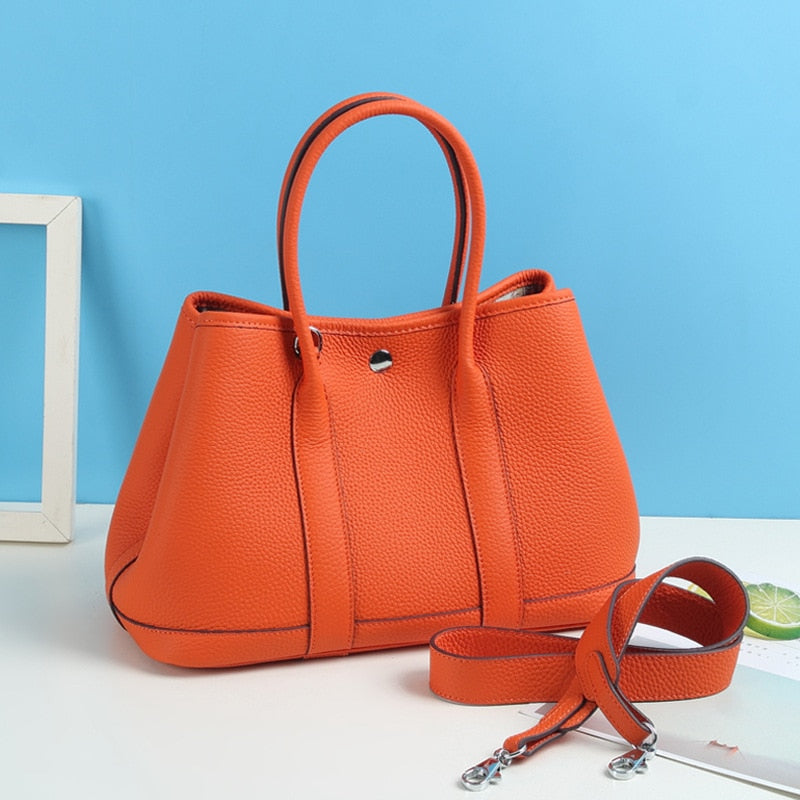 sac cabas en cuir orange