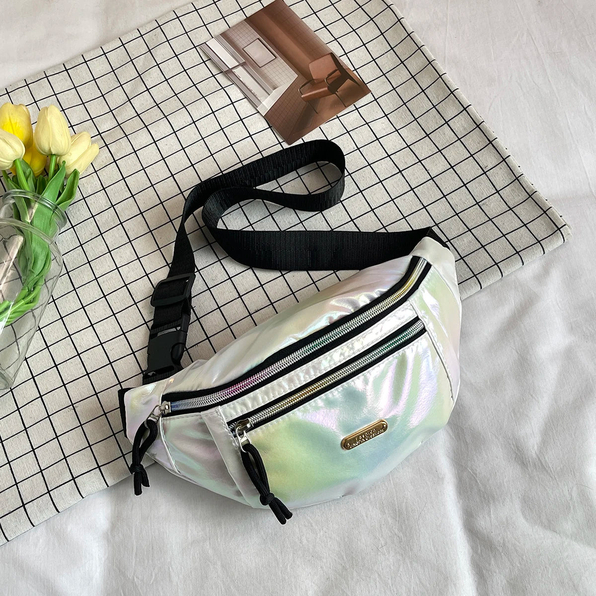 sac banane irise femme nacre