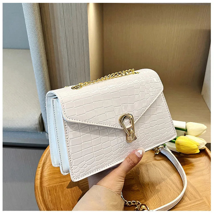 sac blanc en bandouliere imitation croco