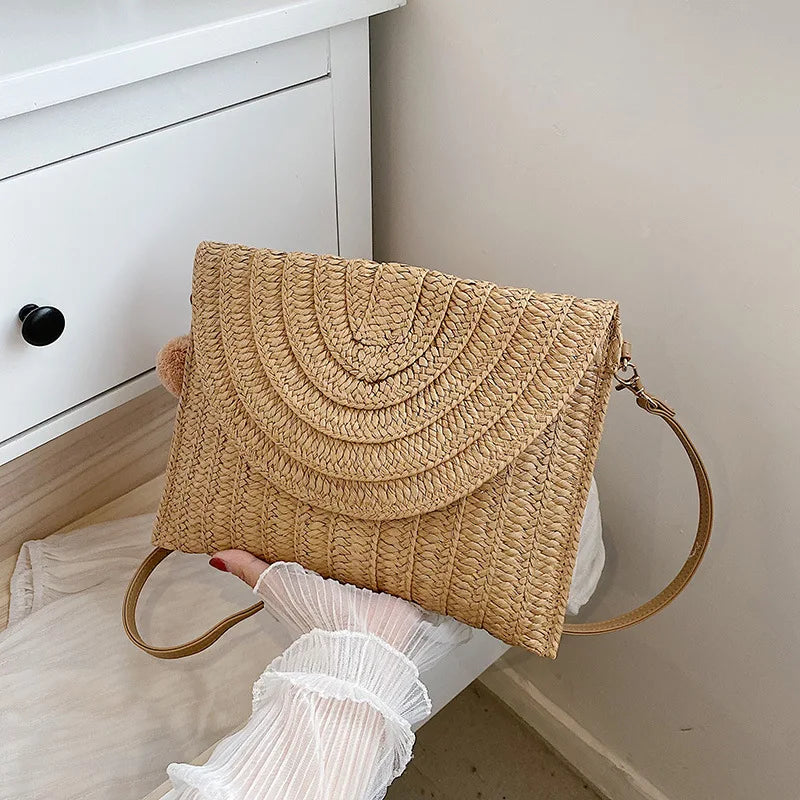 sac en paille bandouliere beige