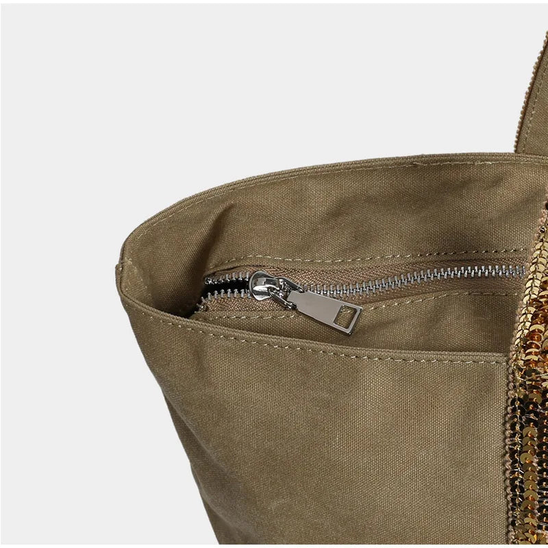 details du grand sac cabas avec fermeture eclair