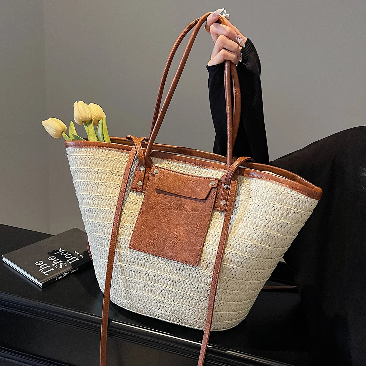 grand sac de plage chic femme ecru