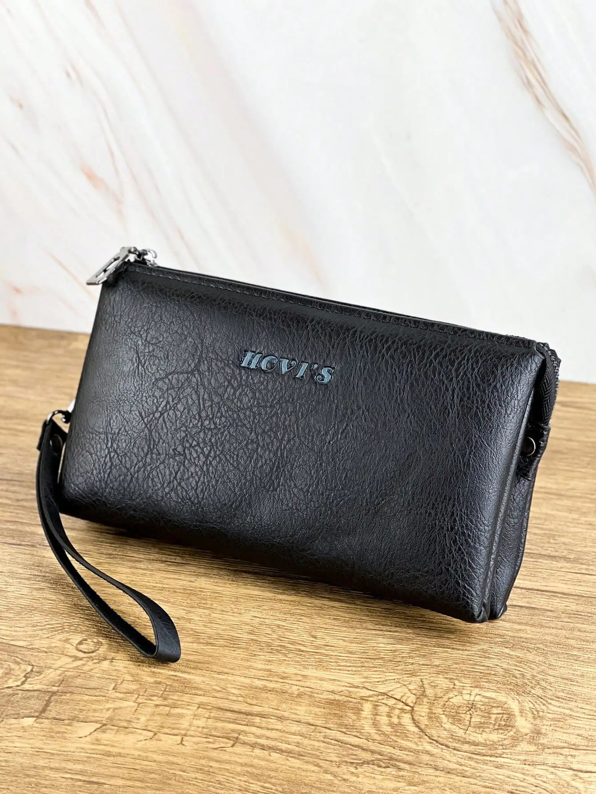 Petite pochette à main homme en cuir PU noir