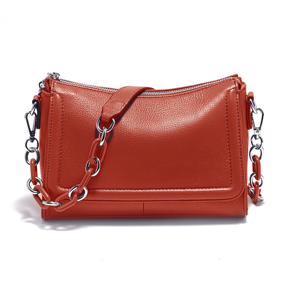 sac bandouliere cuir chaine rouge