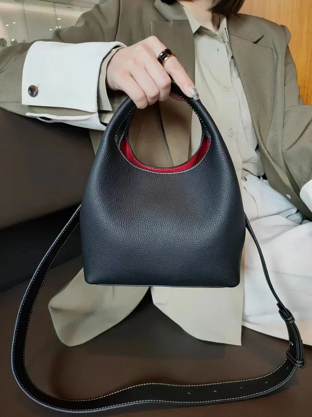 sac a main femme cuir luxe noir