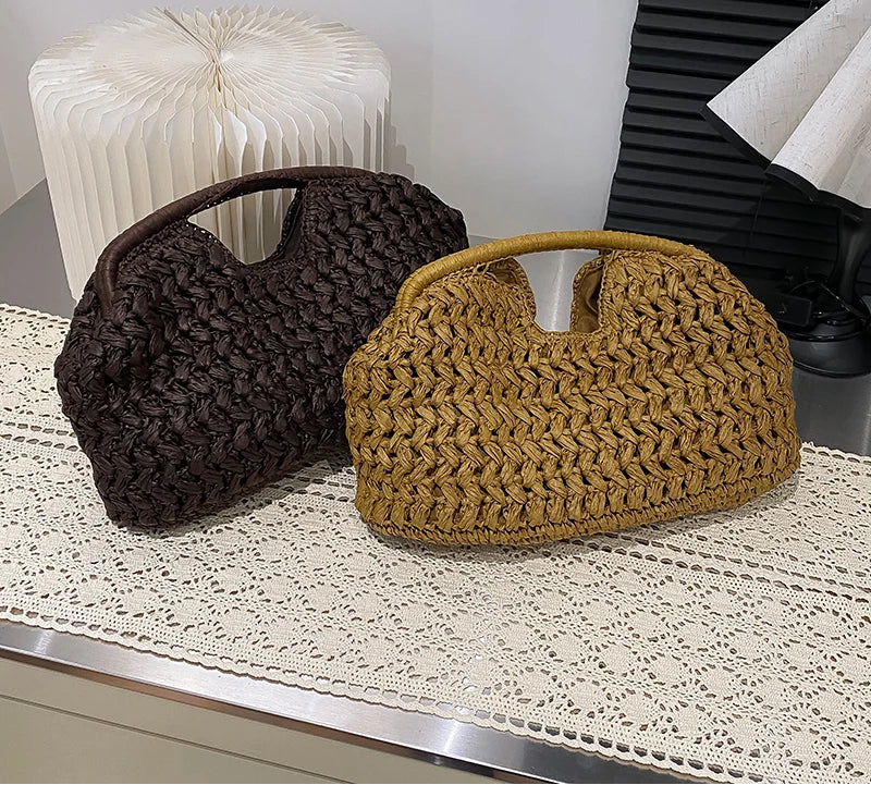 pochette en paille chic tresse