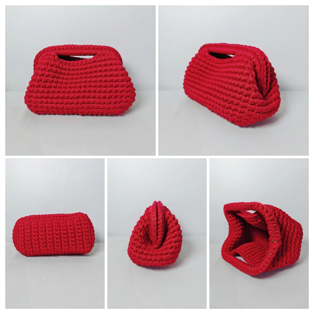 pochette en crochet tresse rouge