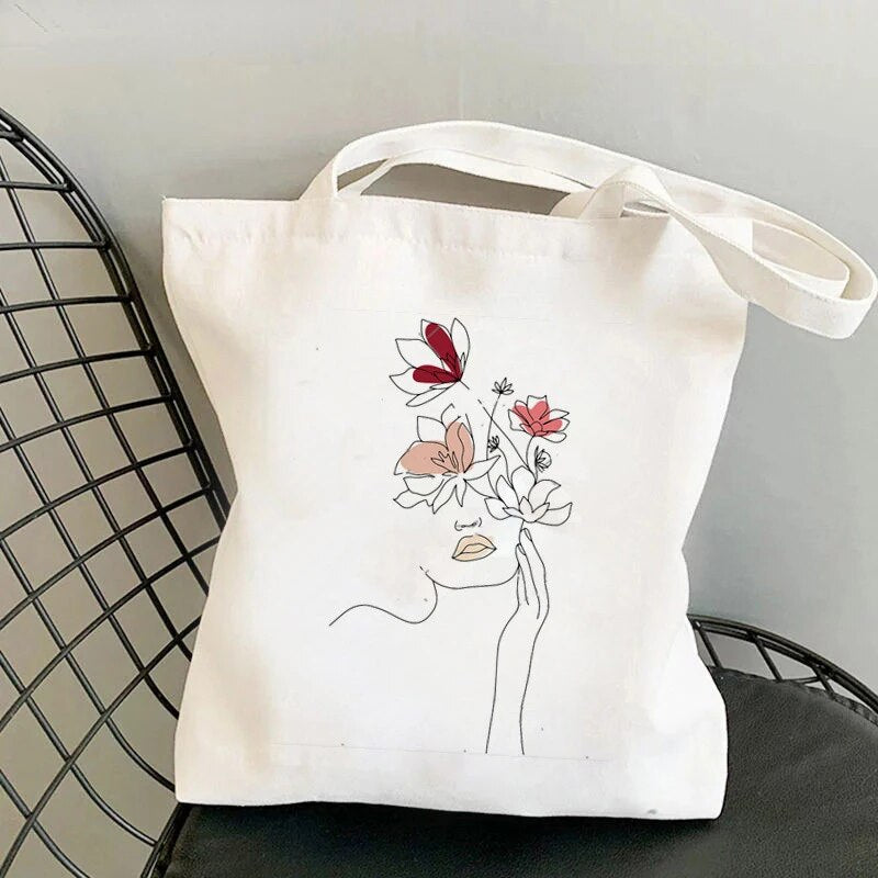 tote bag design fleurs colorees
