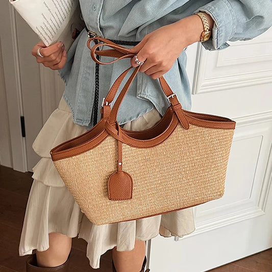 sac a main paille et cuir