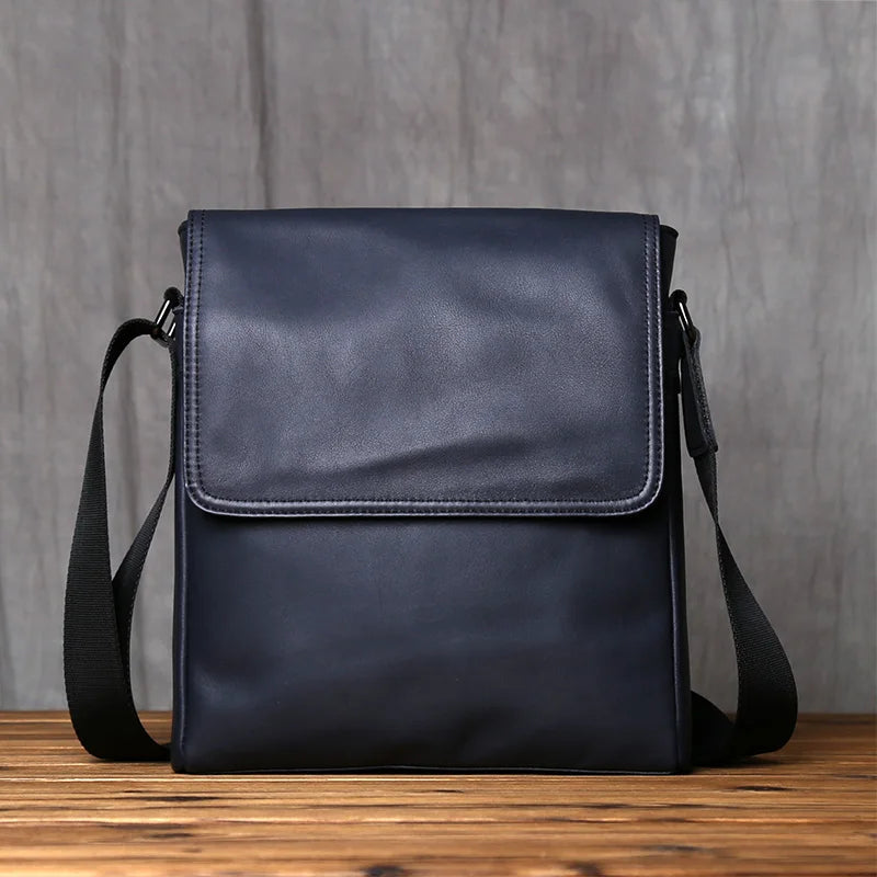 besace cuir bleu homme