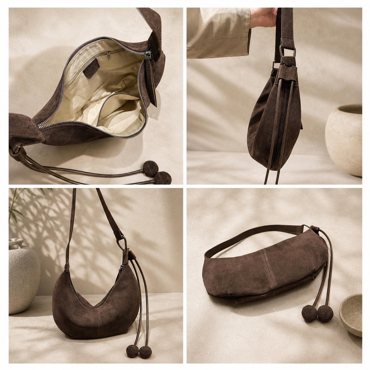 details du sac banane femme cuir