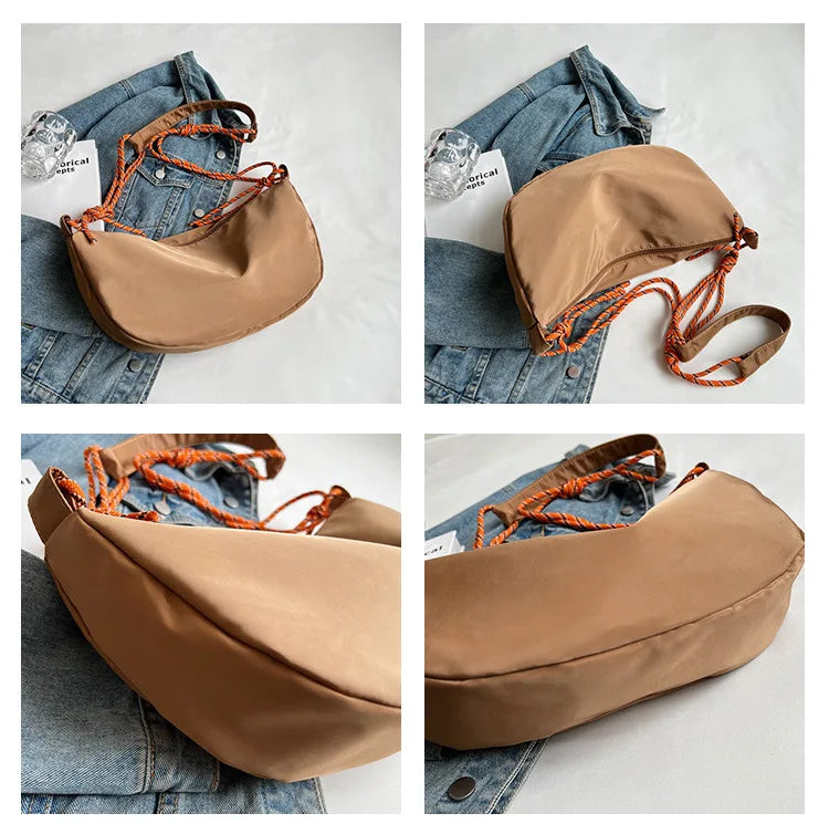 grand sac banane en toile beige