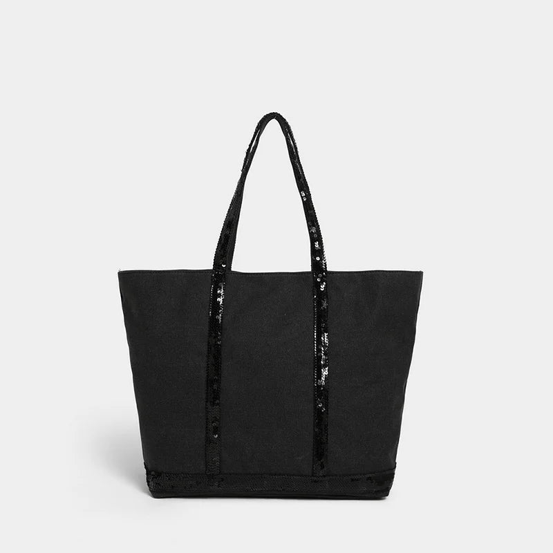grand sac cabas avec fermeture eclair noir