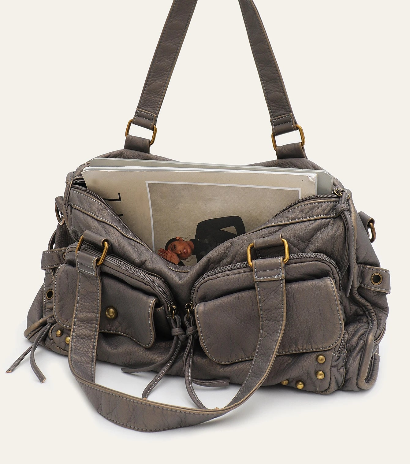 grand sac de cours gris