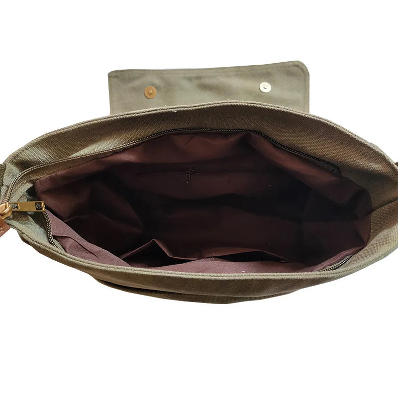 interieur du sac en toile bandouliere noir