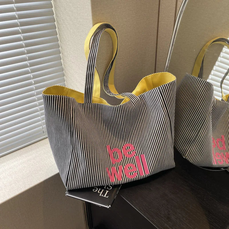 maxi tote bag raye jaune et noir