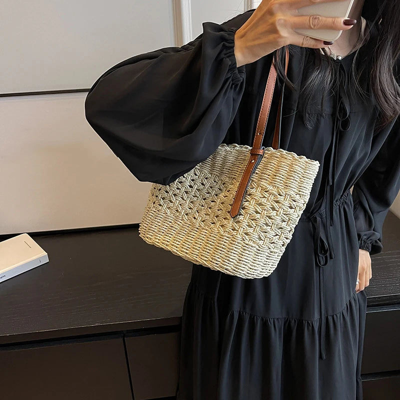 petit sac a main en paille beige