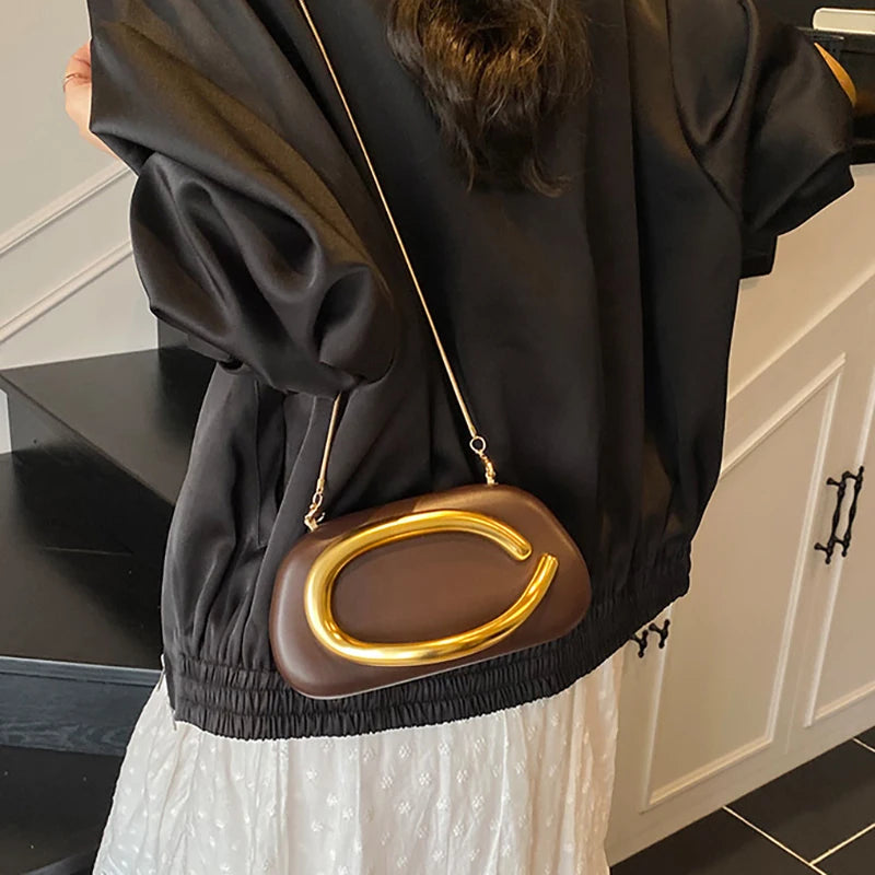 pochette de soiree porte epaule marron