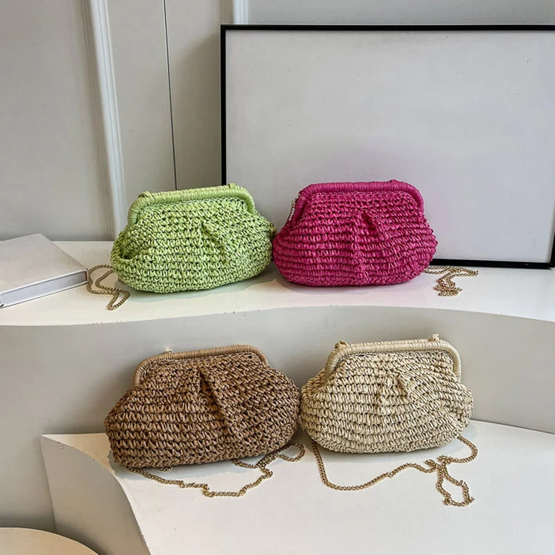 pochette en paille colore