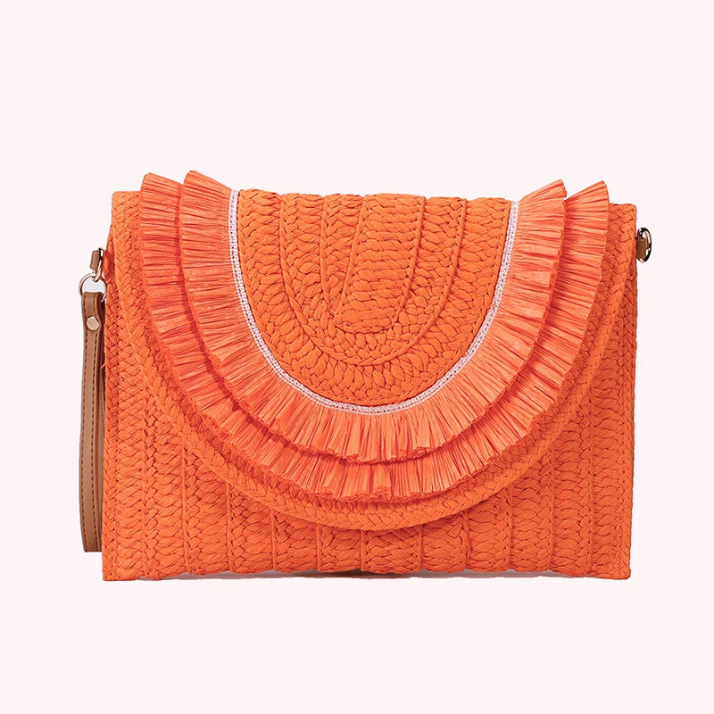 pochette en paille orange