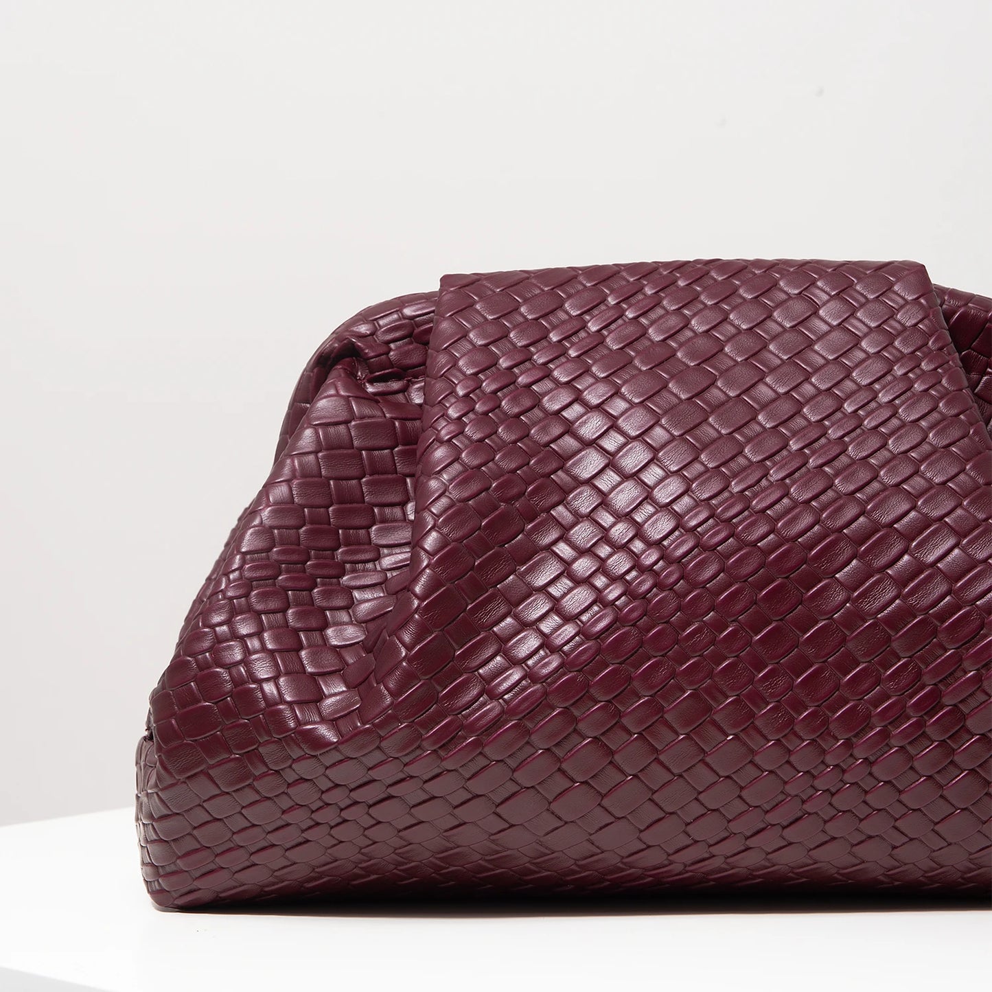 pochette femme bordeaux tisse