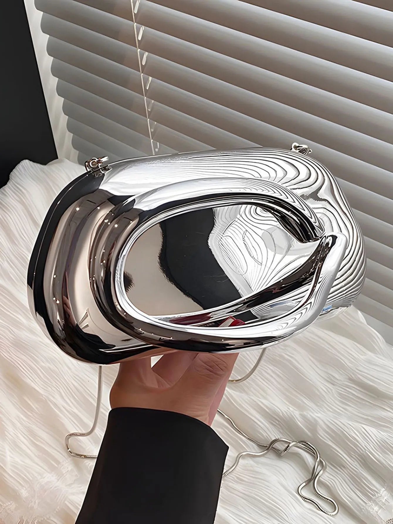 pochette sac mariage argente