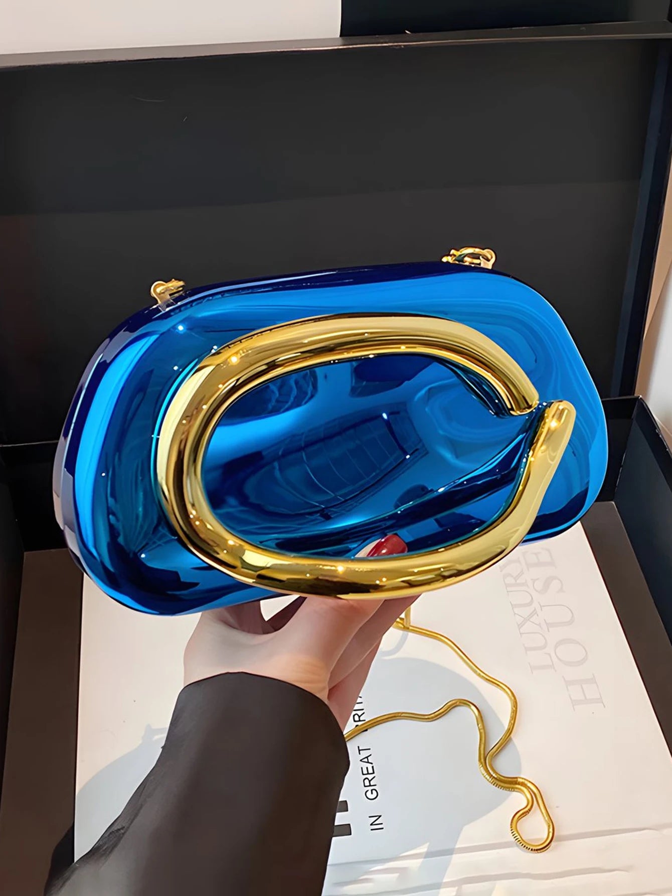 pochette sac mariage bleu